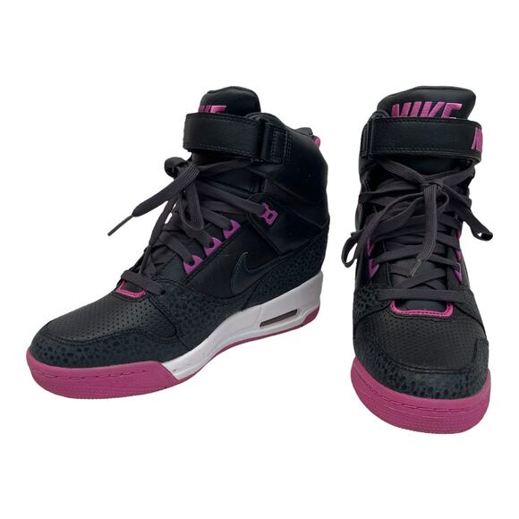 Nike Air Women's Black Pink Revolution Sky High Sneaker Wedge Sizes 7 & 8 - Picture 6 of 8